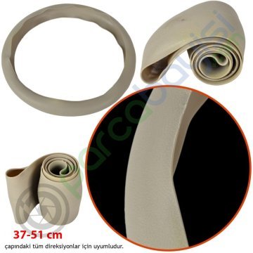 Direksiyon Kılıfı Silikon Bej 37-51 Cm Spor Görünümlü