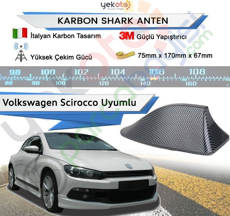 Volkswagen Scirocco Karbon Shark Anten Köpek Balığı Anten Elektrikli İtalyan Tasarım