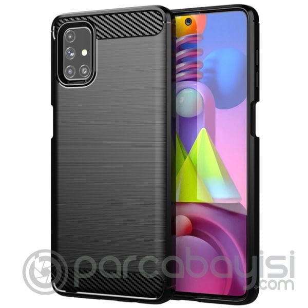ALLY Samsung Galaxy M51 Brushed Carbon Fiber Silikon Kılıf