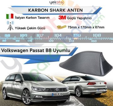 Volkswagen Passat B8 Karbon Shark Anten Köpek Balığı Anten Elektrikli İtalyan Tasarım