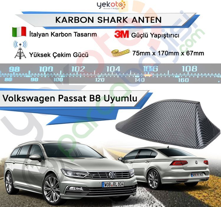 Volkswagen Passat B8 Karbon Shark Anten Köpek Balığı Anten Elektrikli İtalyan Tasarım