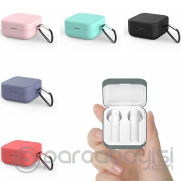 Ally Xiaomi Air 2 SE Bluetooth Kulaklık İçin Silikon Kılıf+Anahtarlık