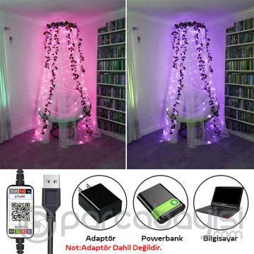 ALLY 10MT 100 LED RGB Bluetooth Telefonla Kontrol Edilen Usb Led Lamba İos-Android