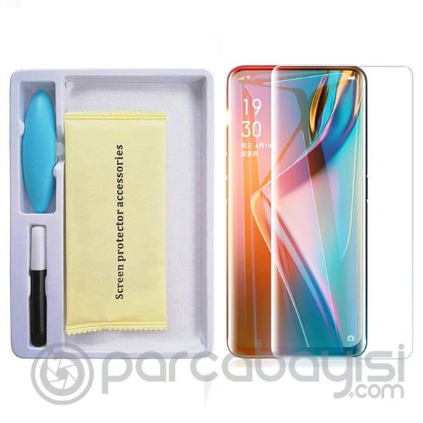OPPO Reno 5-4 Pro Full Liquid+Uv Işık 3D Kırılmaz Cam Ekran Koruyucu Reno 3 PRO