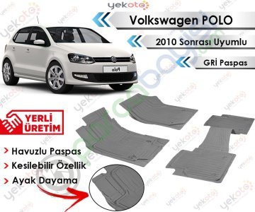 Volkswagen Polo 2010 Sonrası Uyumlu Havuzlu Kesilebilir Üniversal Gri Paspas
