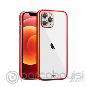 iPhone 11 Pro 5.8inç Gold Çerçeve Kamera Korumalı Silikon Bumper Kılıf