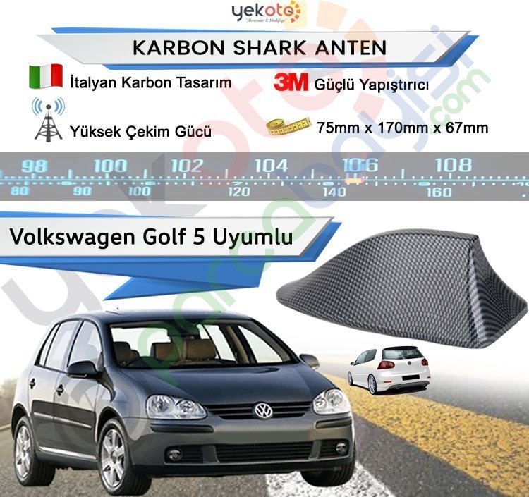 Volkswagen Golf 5 Karbon Shark Anten Köpek Balığı Anten Elektrikli İtalyan Tasarım