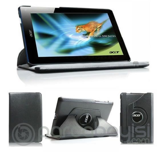 Ally Acer Iconia Tab B1-A71 360 Derece Dönebilen Deri Stand & Kılıf