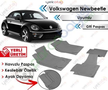 Volkswagen Newbeetle Uyumlu Havuzlu Kesilebilir Üniversal Gri Paspas