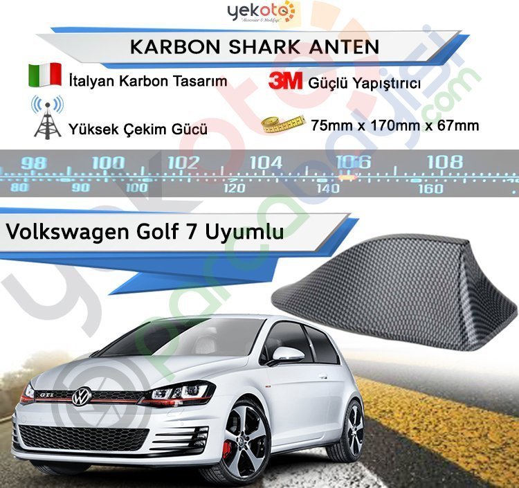 Volkswagen Golf 7 Karbon Shark Anten Köpek Balığı Anten Elektrikli İtalyan Tasarım