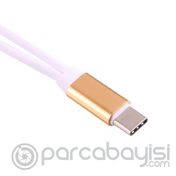 Dual Usb 3.1 Type C - Audio 3.5mm Jack Kulaklık Dönüştürücü Kablo