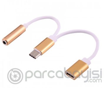 Dual Usb 3.1 Type C - Audio 3.5mm Jack Kulaklık Dönüştürücü Kablo