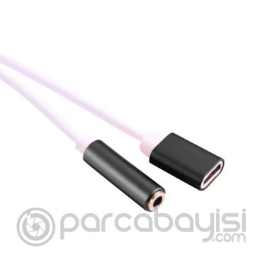 Dual Usb 3.1 Type C - Audio 3.5mm Jack Kulaklık Dönüştürücü Kablo
