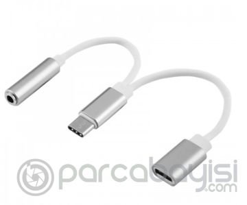 Dual Usb 3.1 Type C - Audio 3.5mm Jack Kulaklık Dönüştürücü Kablo