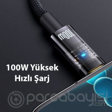 Baseus Explorer Series Auto Power 100W USB to Type-C Ultra Hızlı Şarj ve Data Kablosu 1m