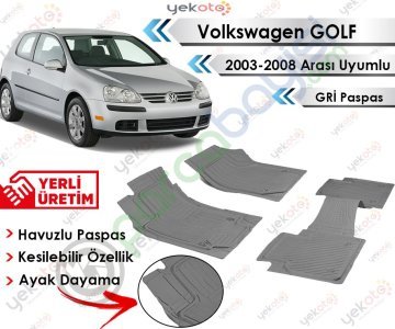 Volkswagen Golf 2003-2008 Arası Uyumlu Havuzlu Kesilebilir Gri Paspas