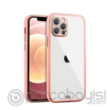 iPhone 12 Pro Max 6.7inç Gold Çerçeve Kamera Korumalı Bumper Kılıf