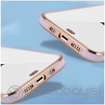 iPhone 12 Pro Max 6.7inç Gold Çerçeve Kamera Korumalı Bumper Kılıf