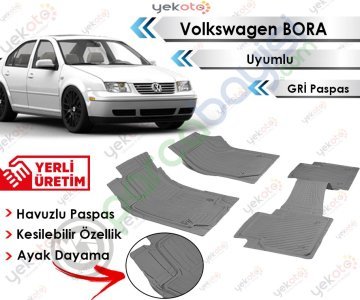 Volkswagen Bora Uyumlu Havuzlu Kesilebilir Gri Paspas