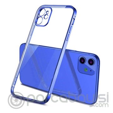 iPhone 11 6.1inç Renkli Kenar Şeffaf Kılıf Kamera Korumalı Silikon Kılıf