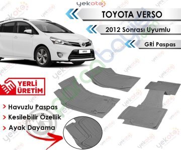 Toyota Verso 2012 Sonrası Uyumlu Havuzlu Kesilebilir Gri Paspas