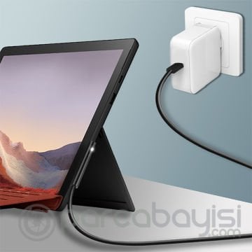 Microsoft Surface Pro 7-6-5 Usb Type C Hızlı Şarj Kablosu 15V 1.50CM