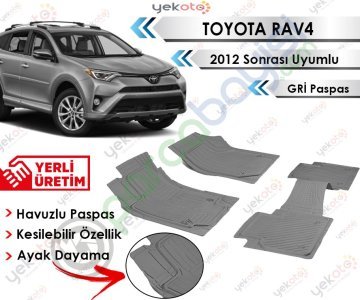 Toyota Rav4 2012 Sonrası Uyumlu Havuzlu Kesilebilir Gri Paspas