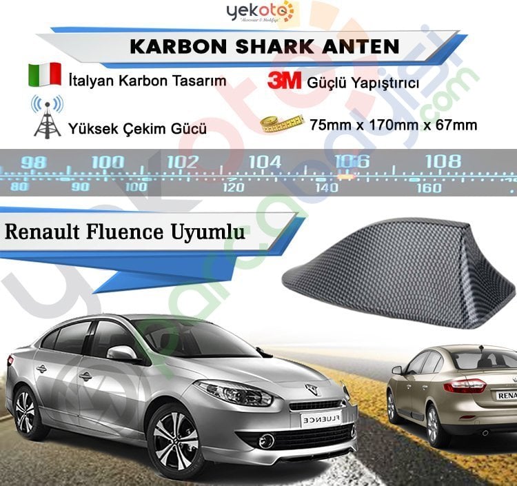 Renault Fluence Karbon Shark Anten Köpek Balığı Anten Elektrikli İtalyan Tasarım
