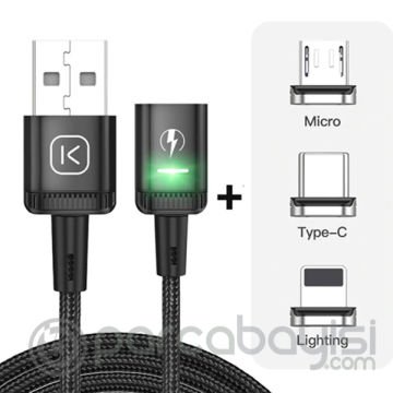KUULAA 2M Mıknatıslı Usb Şarj Kablosu 3 Başlık（iPhone+Type-C+Micro