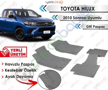 Toyota Hılux 2010 Sonrası Uyumlu Havuzlu Kesilebilir Gri Paspas