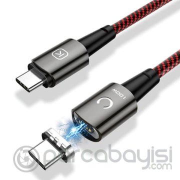 KUULAA Manyetik PD 100W 5A Hızlı Şarj Usb Type-C Kablo 1Metre Kevlar Kablo