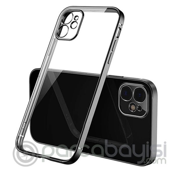 iPhone 12 Mini 5.4inç Renkli Kenar Şeffaf Kılıf Kamera Korumalı Kılıf