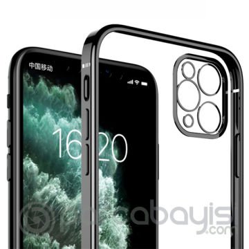 iPhone 11 Pro Max 6.5inç Renkli Kenar Şeffaf Kılıf Kamera Korumalı Kılıf