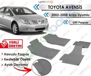 Toyota Avensis 2002-2008 Arası Uyumlu Havuzlu Kesilebilir Gri Paspas