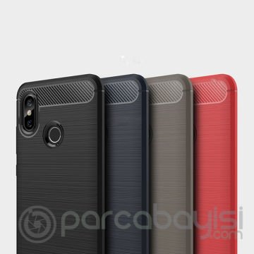 Xiaomi Mi 8  Dark Ultra Koruma Karbon Fiber Doku Silikon Kılıf