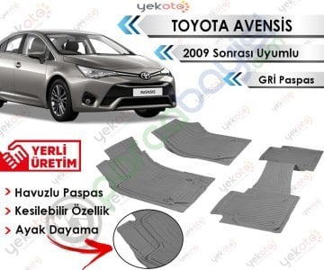 Toyota Avensis 2009 Sonrası Uyumlu Havuzlu Kesilebilir Gri Paspas