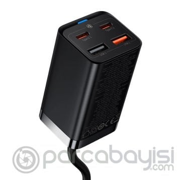 Baseus Gan3 Pro 65W 2 Type-C 2 USB Hızlı Şarj Başlığı Adaptörü+Baseus 100W Hızlı Şarj Type-C