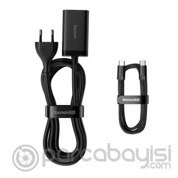 Baseus Gan3 Pro 65W 2 Type-C 2 USB Hızlı Şarj Başlığı Adaptörü+Baseus 100W Hızlı Şarj Type-C