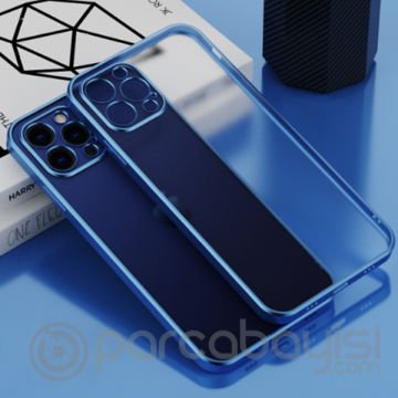 iPhone 12 Pro Max 6.7inç Renkli Kenar Şeffaf Kılıf Kamera Korumalı Kılıf