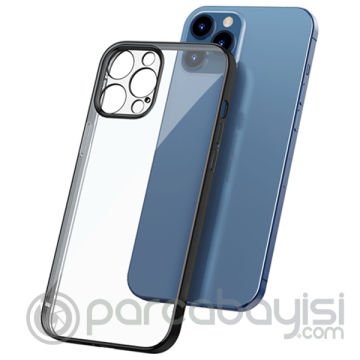 iPhone 12 Pro Max 6.7inç Renkli Kenar Şeffaf Kılıf Kamera Korumalı Kılıf