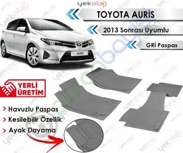 Toyota Auris 2013 Sonrası Uyumlu Havuzlu Kesilebilir Gri Paspas