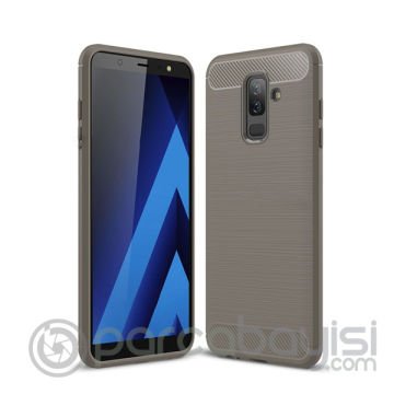 Ally Samsung Galaxy A6+ Plus İçin Dark Ultra Koruma Karbon Fiber Doku Silikon Kılıf