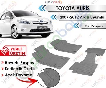 Toyota Auris 2007-2012 Arası Uyumlu Havuzlu Kesilebilir Gri Paspas