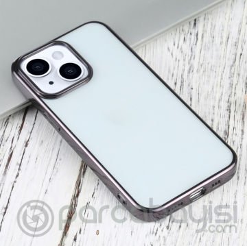 iPhone 13 Mini 5.4inç Lazer Kaplama Renkli Kenar Şeffaf Kılıf