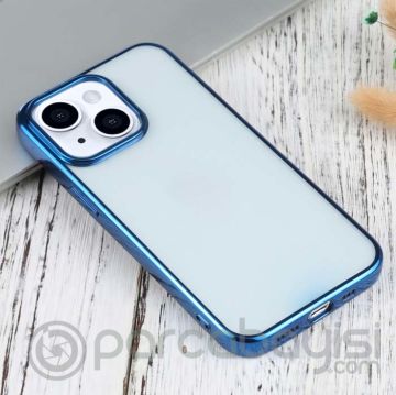 iPhone 13 Mini 5.4inç Lazer Kaplama Renkli Kenar Şeffaf Kılıf