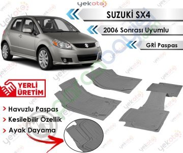 Suzuki Sx4 2006 Sonrası Uyumlu Havuzlu Kesilebilir Gri Paspas
