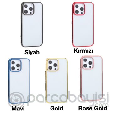 iPhone 13 Pro 6.1inç Lazer Kaplama Renkli Kenar Şeffaf Kılıf
