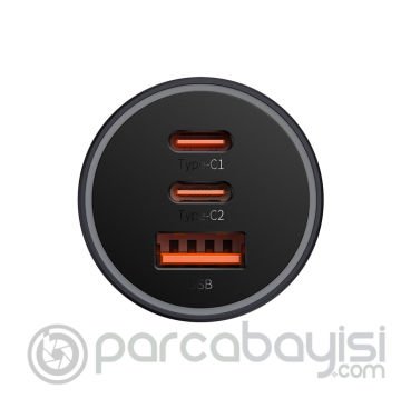 Baseus Golden Contactor Pro 3lü 65W Type-C Hızlı Araç Şarj Başlığı
