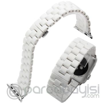 Ally Apple Watch 7-8 45mm 6-5-4 44mm Seramik Kayış Kordon 3 Bakla 3-2-1 42mm