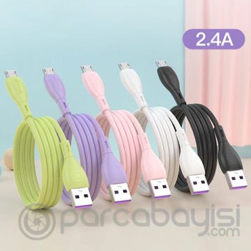 KUULAA Liquid Silicone Mikro USB 2.4A Hızlı Şarj Kablosu 1metre